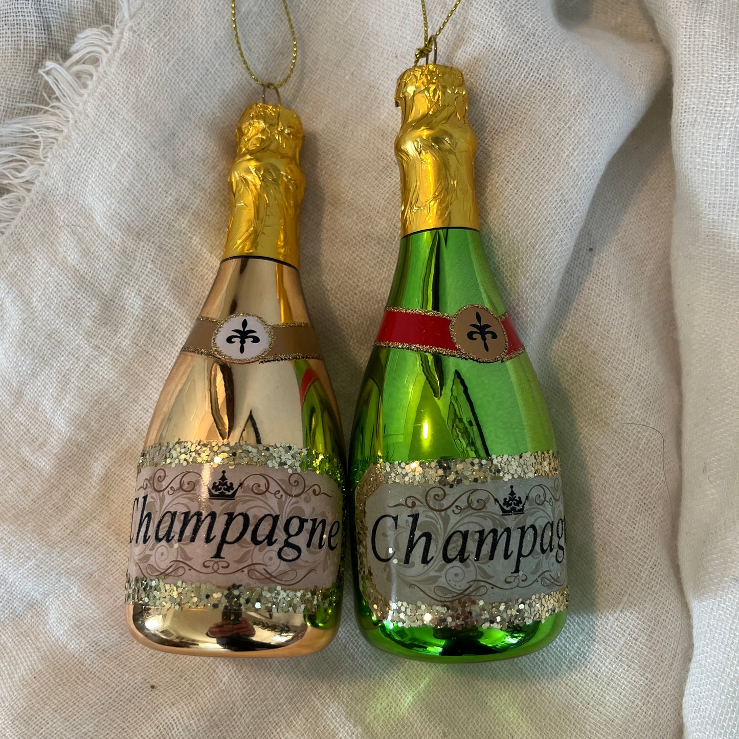 Glass Champagne Ornament