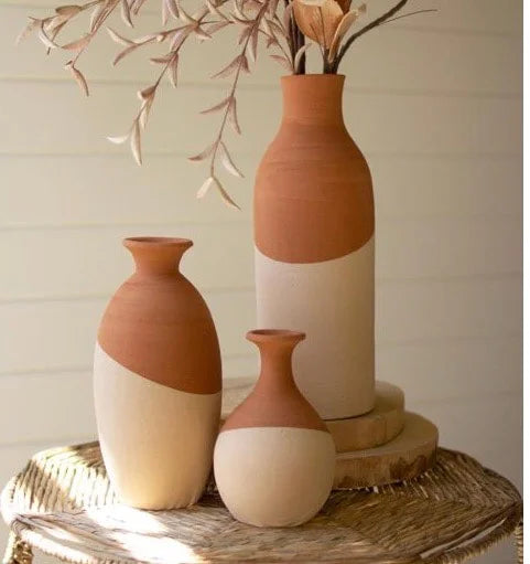 Ivory Dipped Clay Vases