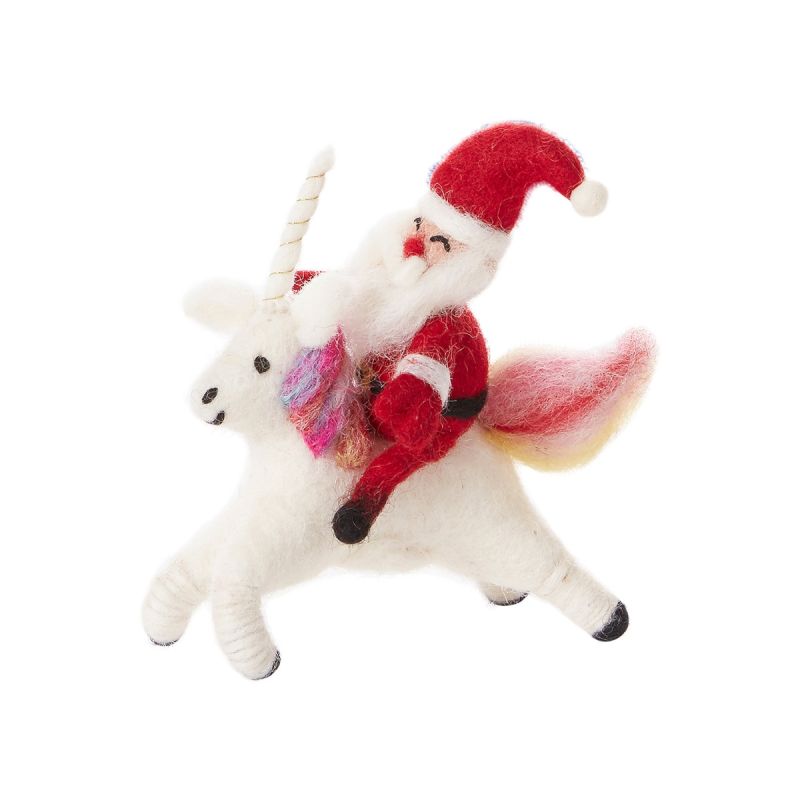 Santa on Unicorn Ornament