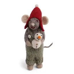 Felt Mouse w/ Snowman Ornament